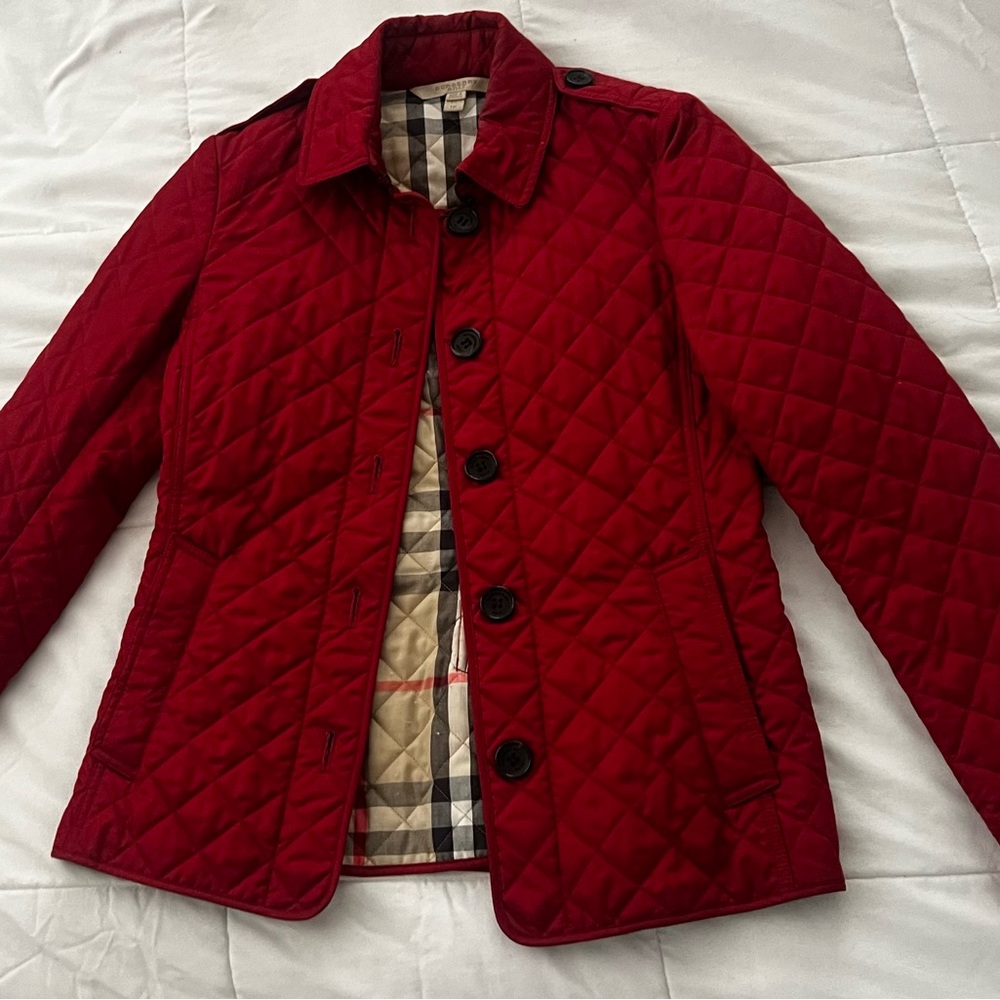 Red Quilted Burberry Jacket